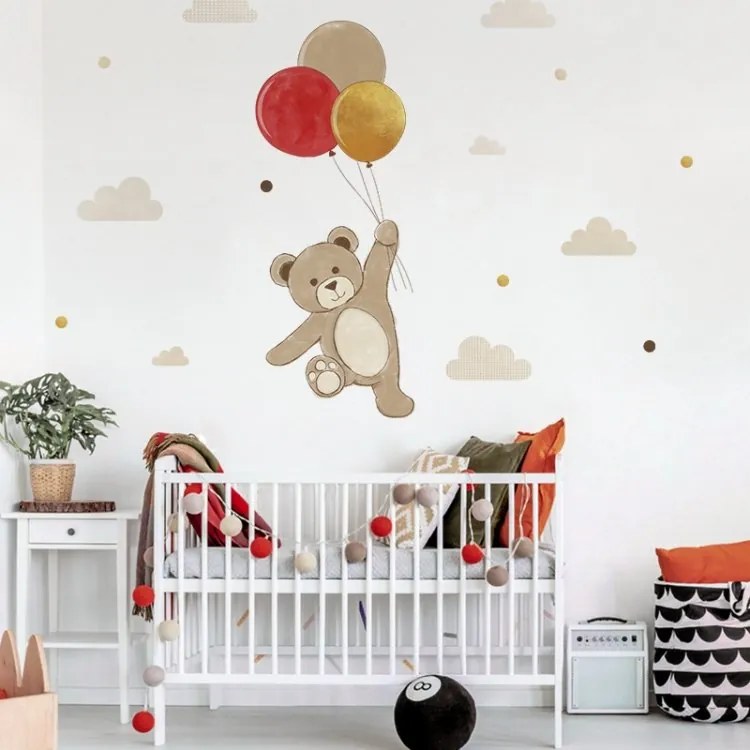 lovel.sk Nálepky na stenu Teddy - medvedík+balóniky