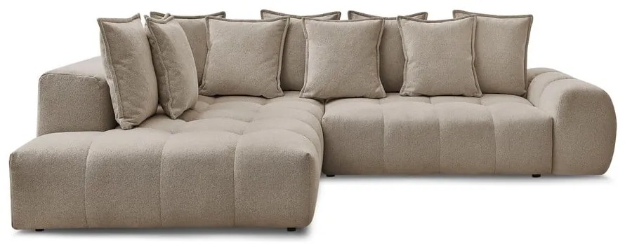 Taupe ženilková rozkladacia/s úložným priestorom rohová pohovka (ľavý roh/do L) Everest – Bobochic Paris