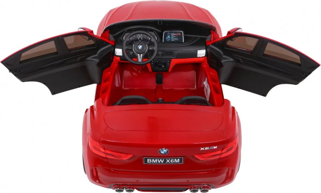 Ramiz SUV BMW X6M XXL pre 2 deti Lakovaná červená + Pilot + Eco koža