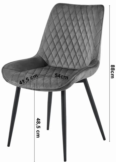 Set dvoch jedálenských stoličiek VERDO zamatové strieborné / čierne nohy (2 ks)