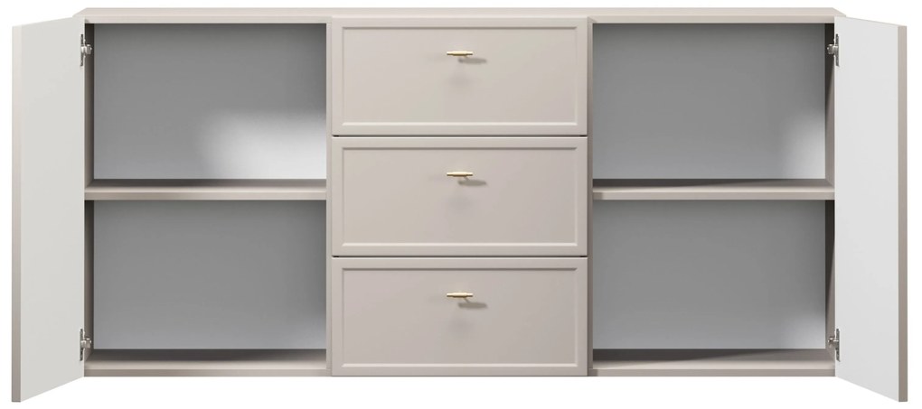 Závesná komoda Lorini 150 cm - kašmírová / zlaté úchytky T