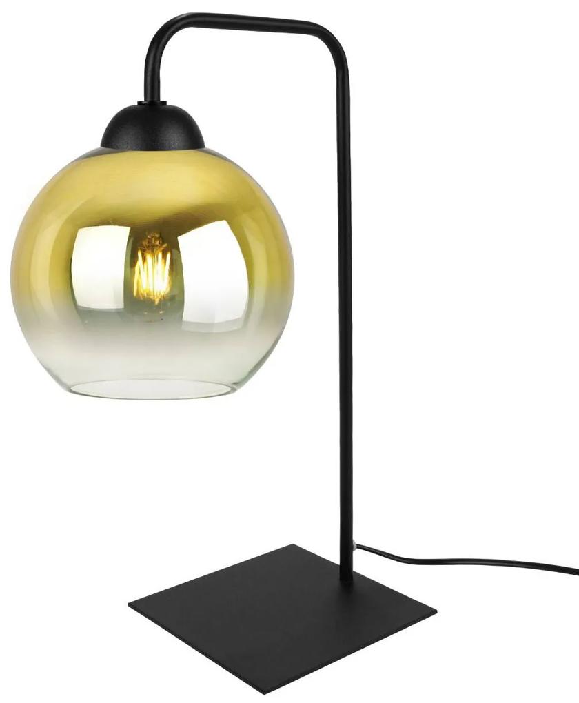 Stolná lampa Bergen gold, 1x zlaté/transaprentné sklenené tienidlo (fi 15cm)