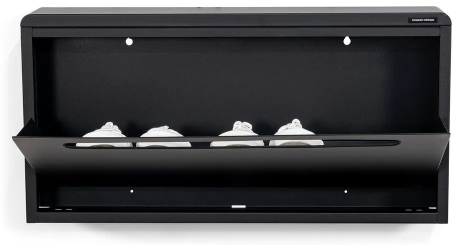 Čierna kovová výklopná/závesná skrinka na topánky 75x38x13 cm Mario – Spinder Design