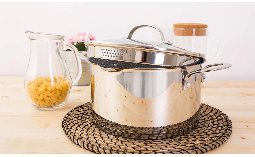 Hrniec G21 Gourmet Miracle s cedníkom 28 cm s pokrievkou nerez/greblon 60022155