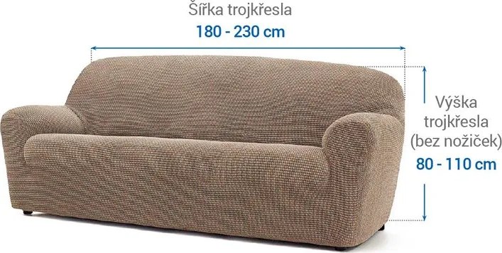 Super strečové poťahy NIAGARA oriešková trojkreslo (š. 180 - 230 cm)