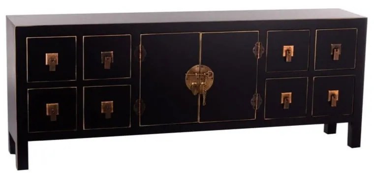 Čierna nízka komoda 130x50,5 cm Oriente – Ixia