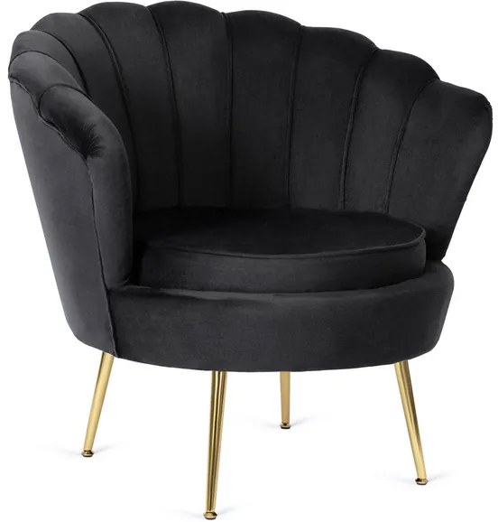 Kreslo LOREN s podnožkou, čierne, z velúru