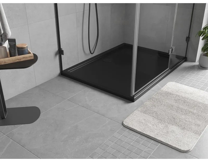 Mexen, Mexen Flow obdĺžniková sprchová vanička slim 100 x 75 cm, čierna matná, 46R707510