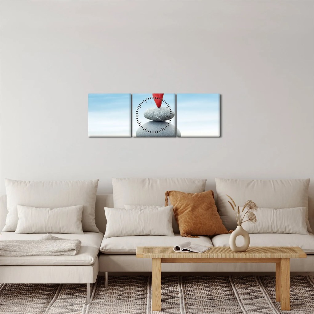 Obraz - Rovnováha s kameňmi (s hodinami) (90x30 cm)