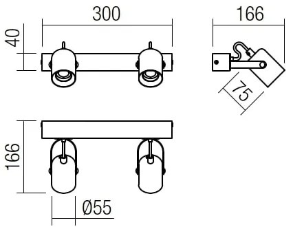 Redo 01-2416 - Nástenné svietidlo TAFFI 2xE27/42W/230V čierna/buk
