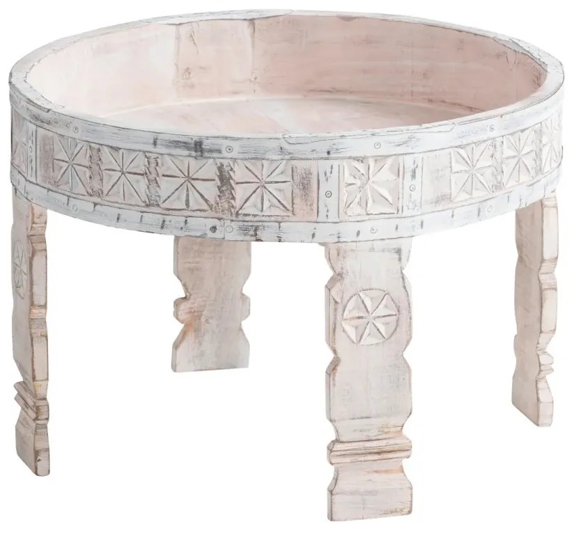 furniture-nabytek.cz - Sada 3 masivních odkládacích stolků Chakki z mangového dřeva, bílá