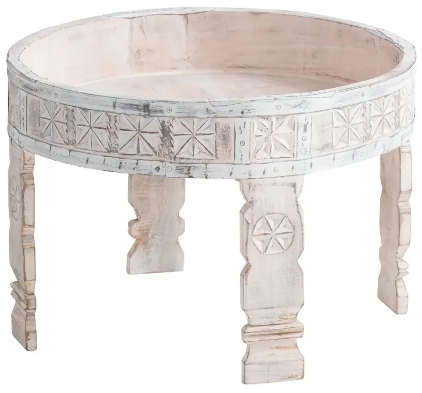 furniture-nabytek.cz - Sada 3 masívnych odkladacích stolíkov Chakki z mangového dreva, biela