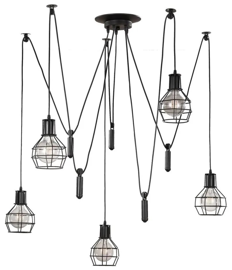 ONLI - Luster na lanku SPIDER 5xE27/15W/230V pavúk čierna
