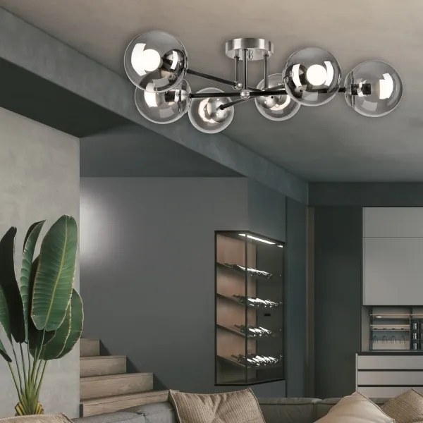 Prisadený luster MALENA 6xE14/5W/230V matný chróm/dymová