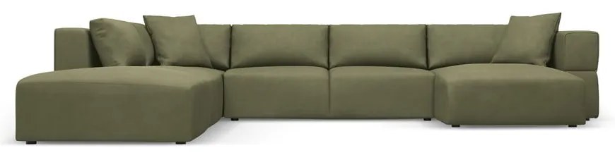 Svetlozelená rohová pohovka do "U", ľavý roh Esther – Milo Casa