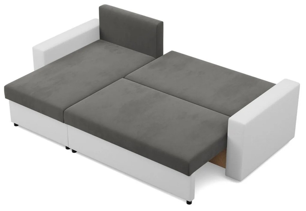 Rohová rozkladacia sedacia súprava LUNA Sivá/biela II