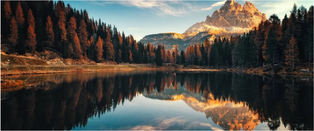 Obraz - Alpy, Taliansko, Dolomity, Lago Antorno (120x50 cm)