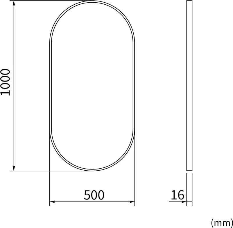Erga Oval, oválne zrkadlo 50x100cm, zlatý rám, ERG-V01-OVAL-5010-GD