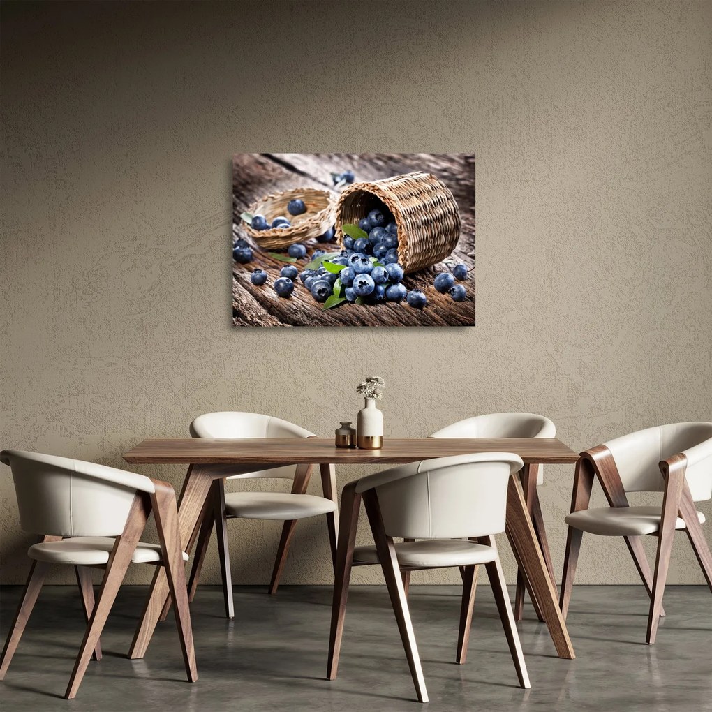 Sklenený obraz - Šťavnaté čučoriedky (70x50 cm)