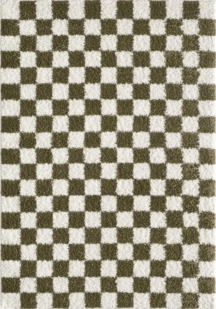 Tmavozelený/krémovobiely koberec 160x230 cm Grida – ESTE