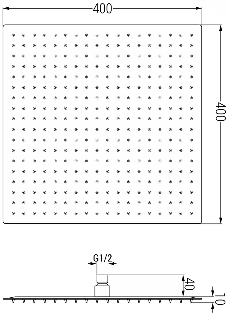 Mexen Cube DR02 podomietkový sprchový set s dažďovou sprchou 40x40 cm (6v1), chrómová, 77502DR0240-00