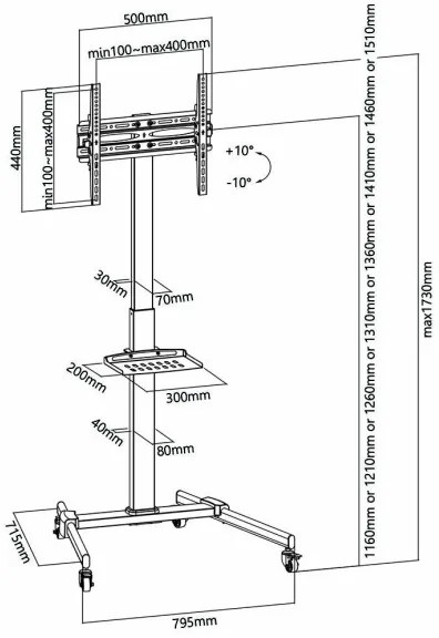 Nedis TVSM5100BK - Podlahový stojan pre TV 32-55" čierna