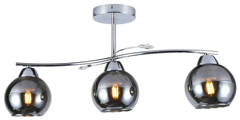 Luster na tyči CONNOR 3xE27/15W/230V lesklý chróm/šedá