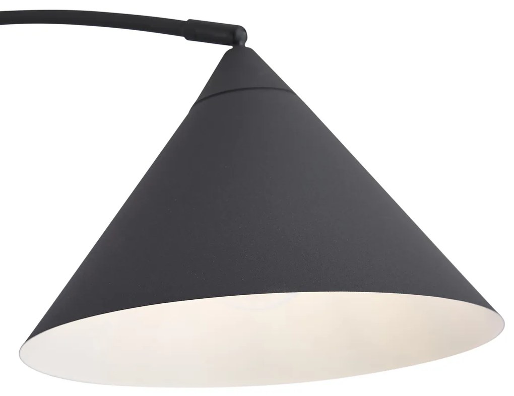 Retro stojaca lampa čierna s bielym interiérom - Triangolo