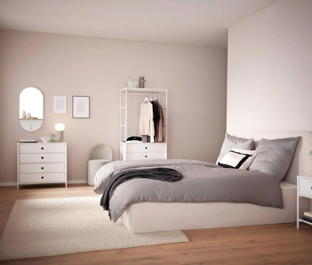 Nástenné zrkadlo s odkladacím priestorom a šatníkovou tyčou