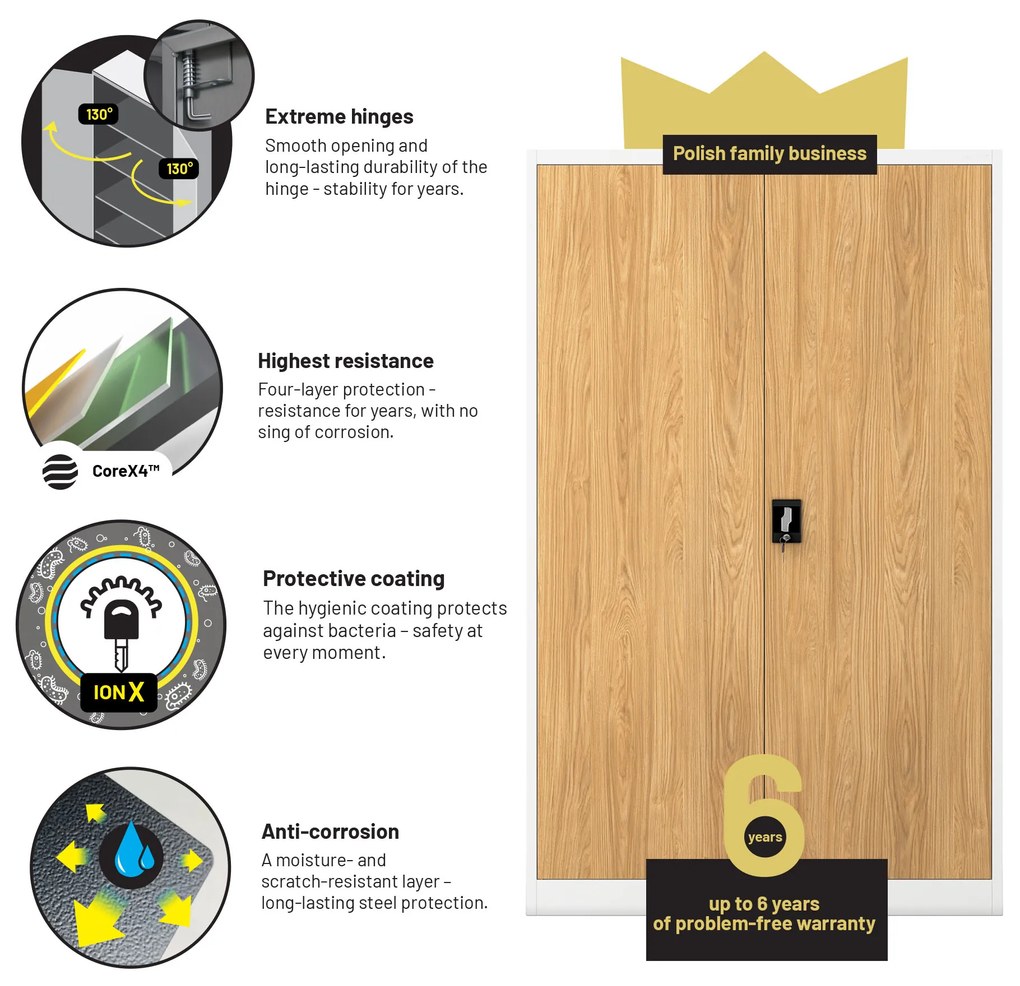 Kovová kancelárska skrinka Biely/ Zlatý dub: Eco Design JAN II
