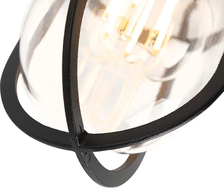 Rustikálne vonkajšie stropné svietidlo čierne so sklom IP44 - Elza