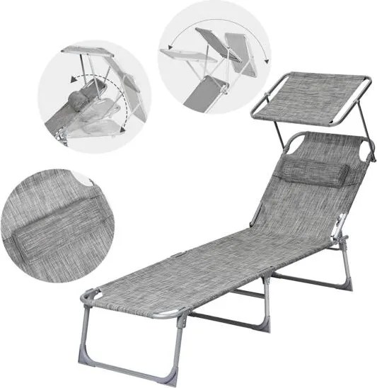 Skladacie lehátko so strieškou, nosnosť do 150 kg, farba greige