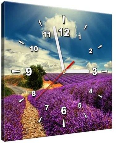 Obraz s hodinami Čarovná levanduľová krajina 30x30cm ZP1382A_1AI