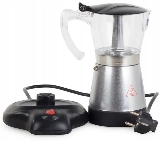 Verk 07067 Elektrická Moka kanvica 6 - 300 ml strieborná