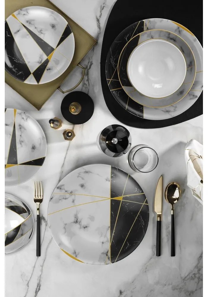 24-dielna súprava porcelánového riadu Kütahya Porselen Black&White