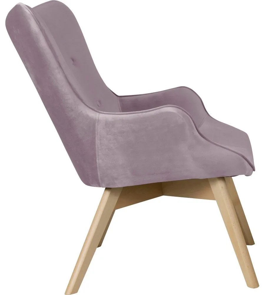 Zamatové kreslo v levanduľovej farbe Niko – Ropez