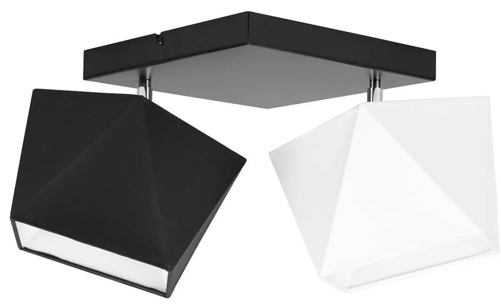 Stropné svietidlo Diamond, 2x biele textilné tienidlo, biela konštrukcia (možnosť polohovania)