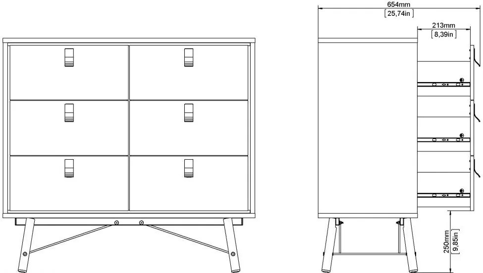 Komoda Rainy 102 cm so zásuvkami orechovec Jacson