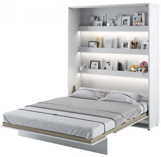 Vertikálna sklápacia posteľ s LED osvetlením vonkajšej strany160x200 CELENA - biela