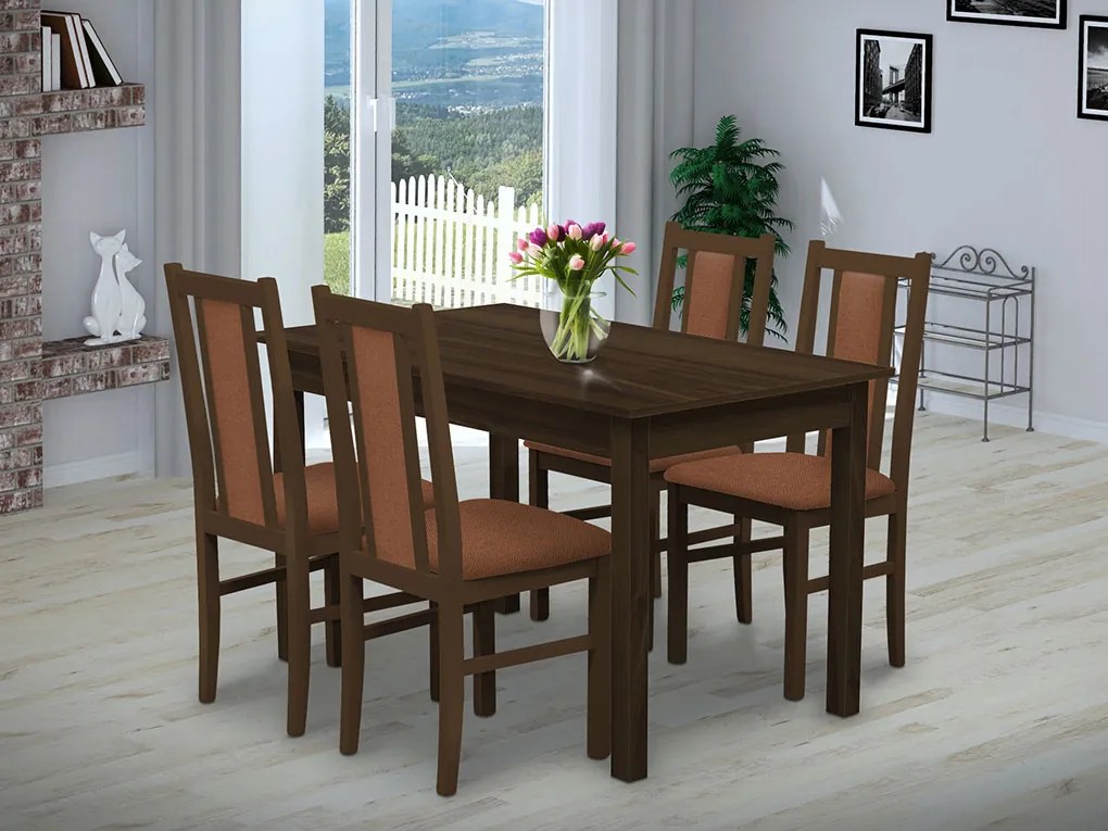 Nabytekmorava Jedálenský set Brooklyn pre 4 osoby, stôl 140x80 cm farba lamina: Antracit, čalúnenie vo farbe: SCALA tmavě modrá 79