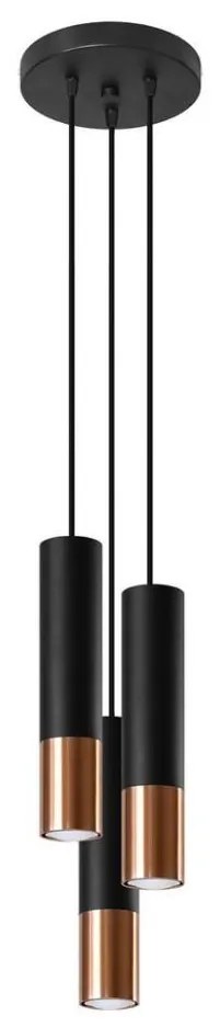 Sollux SL.0949 - Luster na lanku LOOPEZ 3xGU10/10W/230V guľatý čierna/meď