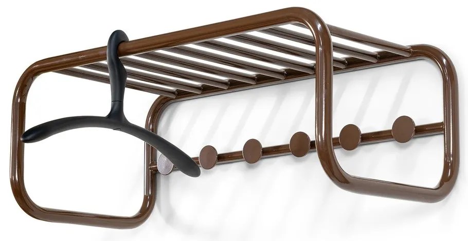Tmavohnedý kovový nástenný vešiak s poličkou 72 cm Retro – Spinder Design