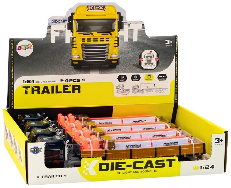 LEAN TOYS Kamión s prívesom 1:24 TIR, príslušenstvo, zvuky- modrá