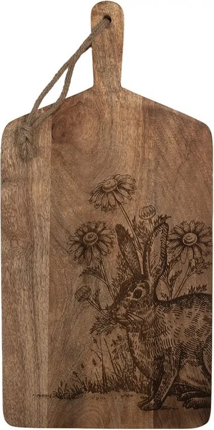 Drevená servírovacia doštička s králikom Board Wood Rabbit - 25*2*50 cm