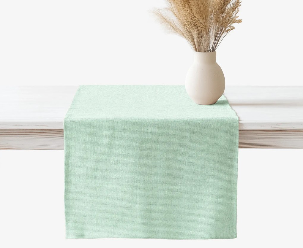 Goldea behúň na stôl z ľanovej zmesi - svetlo mätový 50x160 cm