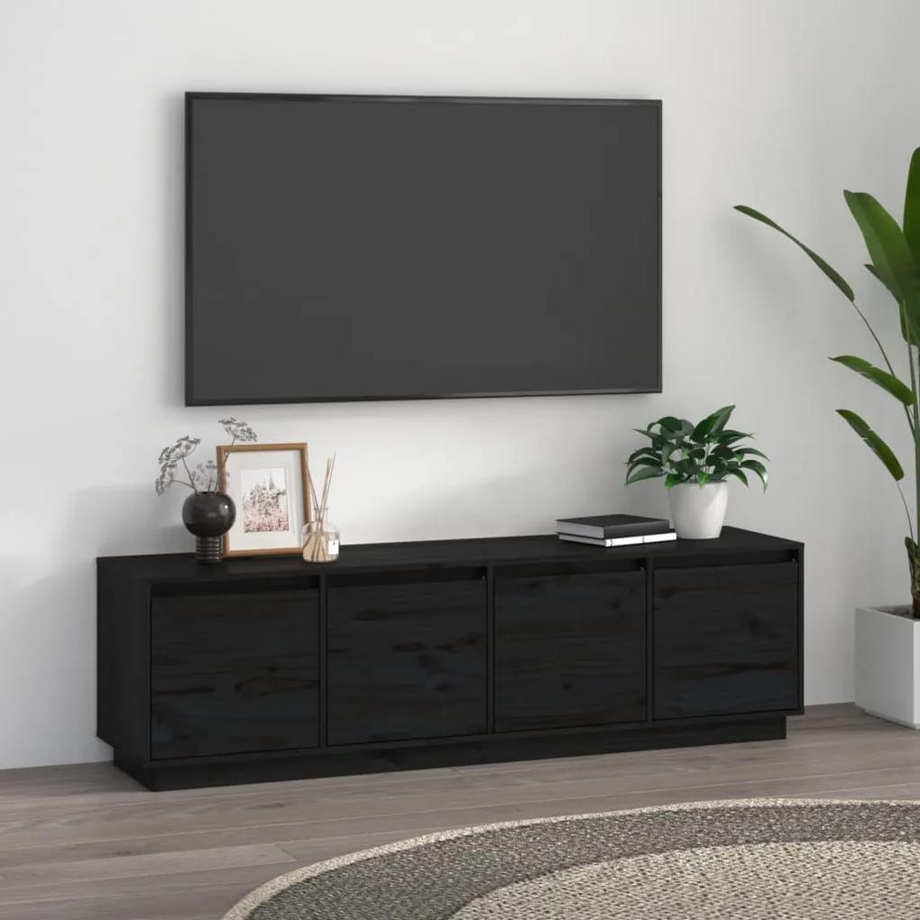 TV skrinka čierna 156x37x45 cm masívna borovica 814398