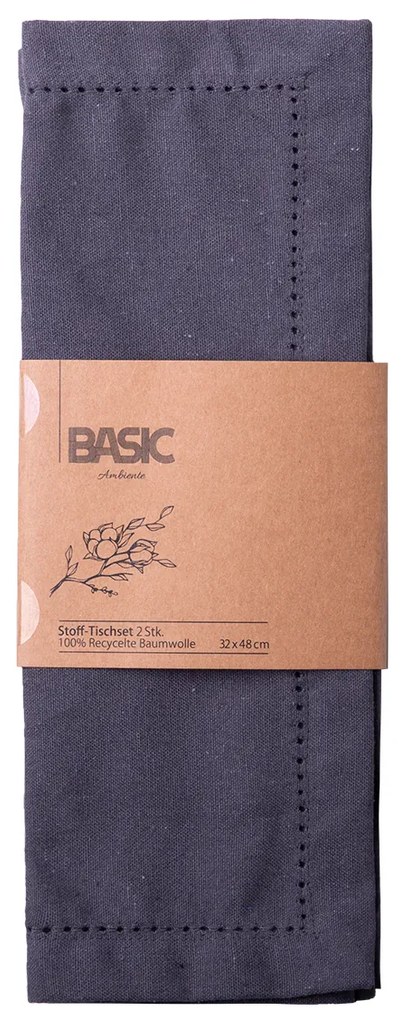 Oceľové sivé bavlnené prestieranie 32 x 48 cm 2 ks – Basic Ambiente - 596406
