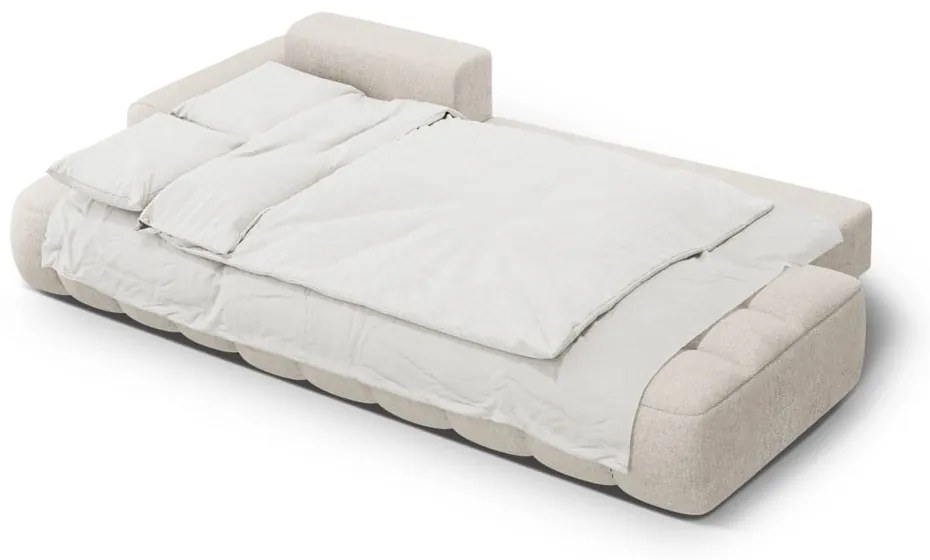 Béžová rozkladacia/s úložným priestorom rohová pohovka (ľavý roh/s leňoškou) Linz – Cosmopolitan Design