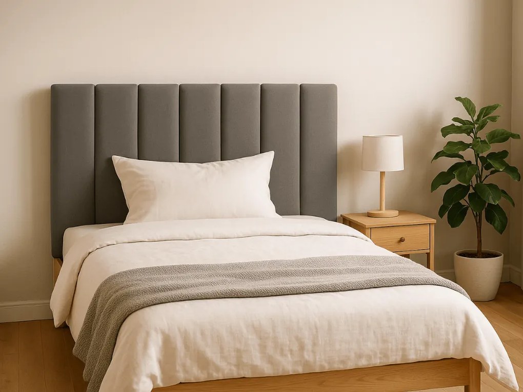 Čalúnený nástenný panel QUADRATTA 15x60 cm, sivý