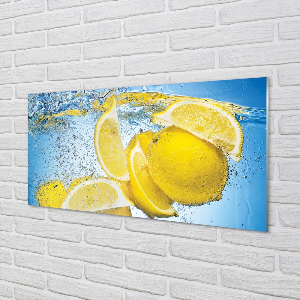 Sklenený obklad do kuchyne Lemon vo vode 125x50 cm